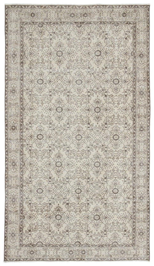 Atina Beige Vintage Wool Handmade Area Rug 5'11" x 10'3"