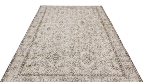 Atina Beige Vintage Wool Handmade Area Rug 5'11" x 10'3"