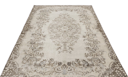 Atina Beige Vintage Wool Handmade Area Rug 5'4" x 9'4"