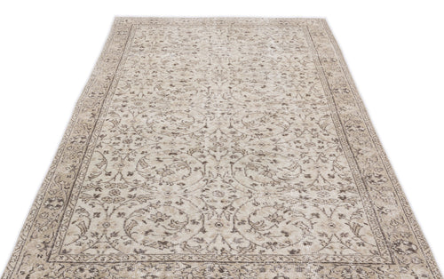 Atina Beige Vintage Wool Handmade Area Rug 4'11" x 8'7"