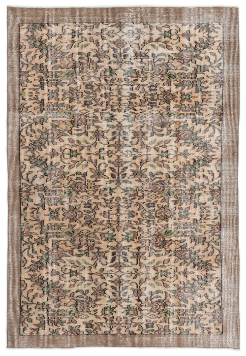 Atina Beige Vintage Wool Handmade Area Rug 5'7" x 7'11"