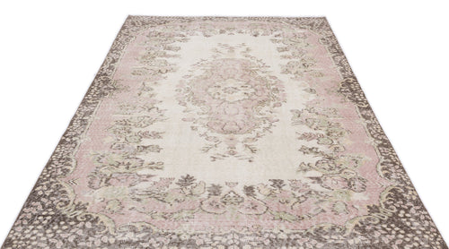 Atina Beige Vintage Wool Handmade Area Rug 6'0" x 9'11"