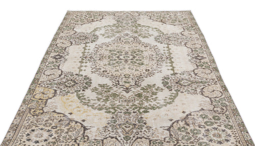 Atina Beige Vintage Wool Handmade Area Rug 5'5" x 8'7"