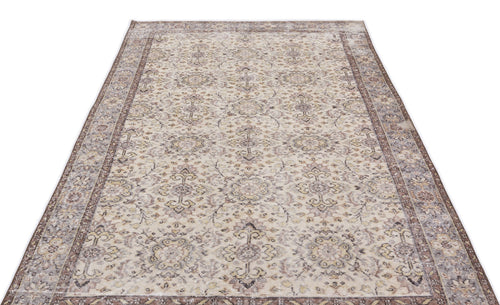 Atina Beige Vintage Wool Handmade Area Rug 5'3" x 9'4"
