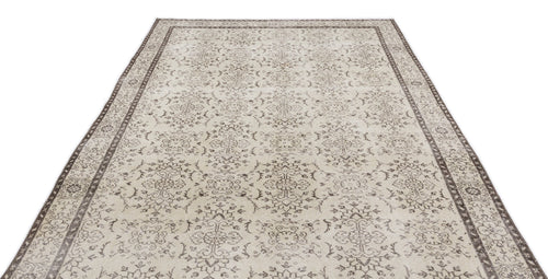 Atina Beige Vintage Wool Handmade Area Rug 6'2" x 10'4"