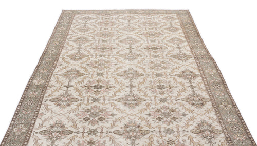Atina Beige Vintage Wool Handmade Area Rug 6'1" x 10'0"