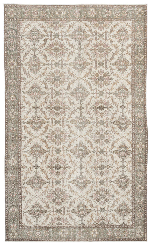 Atina Beige Vintage Wool Handmade Area Rug 6'1" x 10'0"