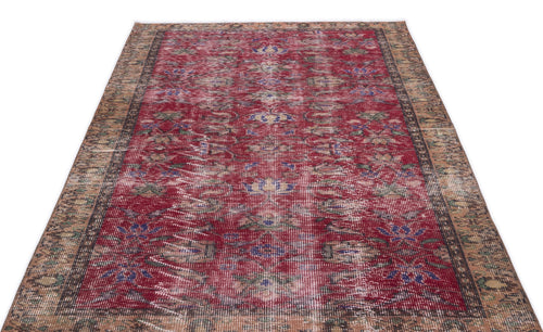 Atina Red Vintage Wool Handmade Area Rug 4'11" x 8'6"