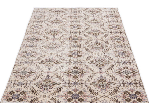 Atina Cream Vintage Wool Handmade Area Rug 3'9" x 7'3"