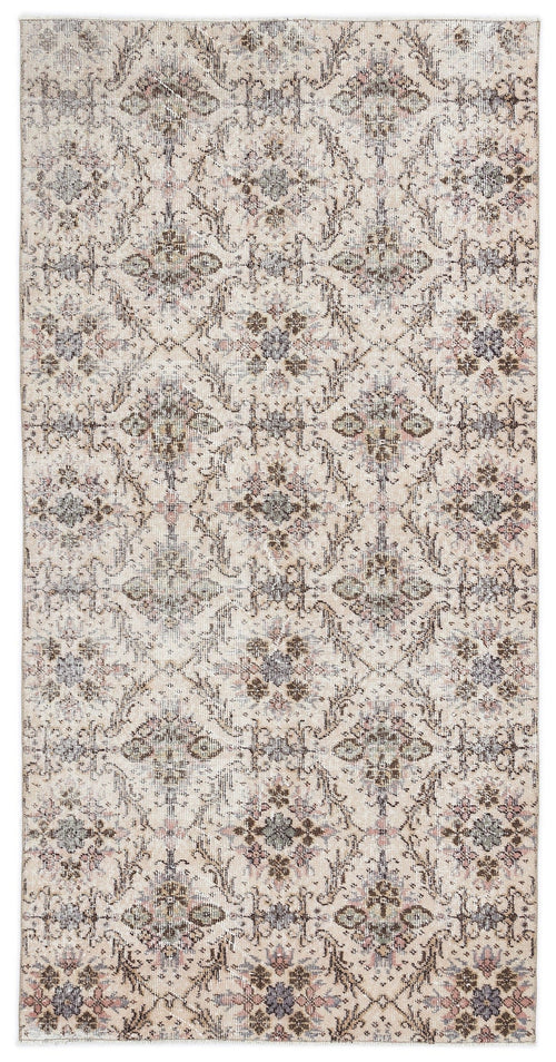 Atina Cream Vintage Wool Handmade Area Rug 3'9" x 7'3"