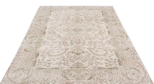Atina Beige Vintage Wool Handmade Area Rug 5'5" x 9'4"
