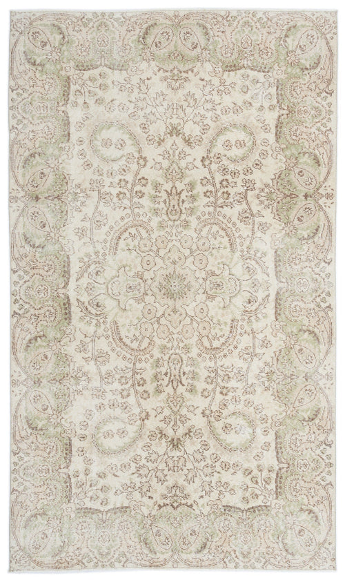 Atina Beige Vintage Wool Handmade Area Rug 5'5" x 9'4"