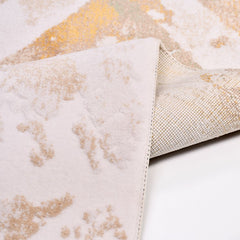 Cream Geometric Area Rug – Machine Made Rug with 10mm Pile & Non Slip Backing