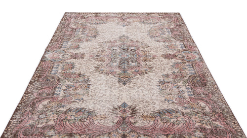 Atina Cream Vintage Wool Handmade Area Rug 5'9" x 9'2"