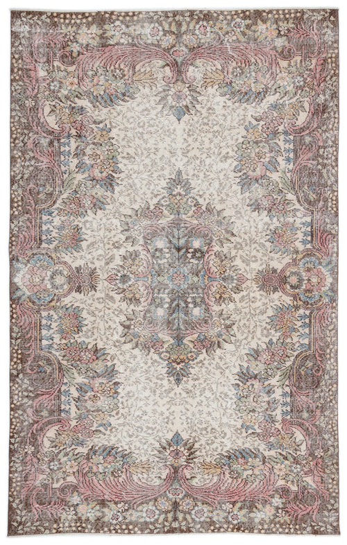 Atina Cream Vintage Wool Handmade Area Rug 5'9" x 9'2"