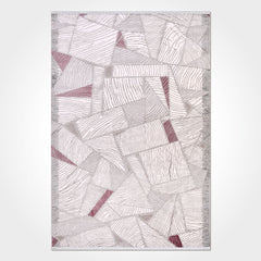 Machine Made Area Rug | Beige Geometric Design, 10 mm Pile Height Durable Floor Covering