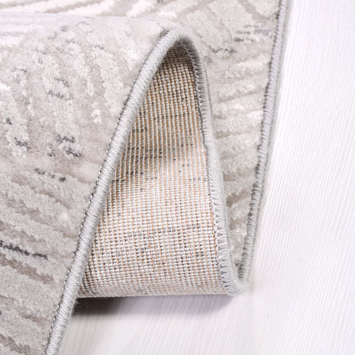 Machine Made Area Rug | Beige Geometric Design, 10 mm Pile Height Durable Floor Covering