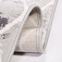 Grey Geometric Area Rug – Machine Made Acrylic Yarn Carpet 10 mm Pile Durable Washable