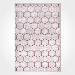 Rachel Grey Pink Geometric Machine Made Area Rug