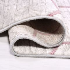 Rachel Grey Pink Geometric Machine Made Area Rug