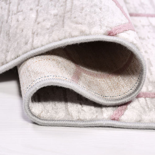 Rachel Grey Pink Geometric Machine Made Area Rug