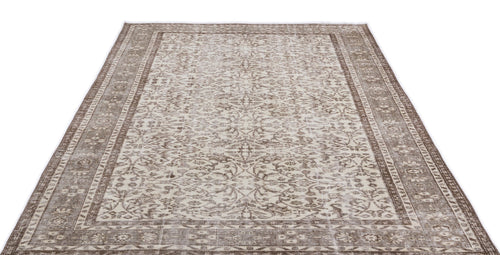 Atina Beige Vintage Wool Handmade Area Rug 5'9" x 8'11"