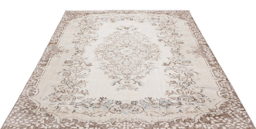 Atina Beige Vintage Wool Handmade Area Rug 5'11" x 8'7"