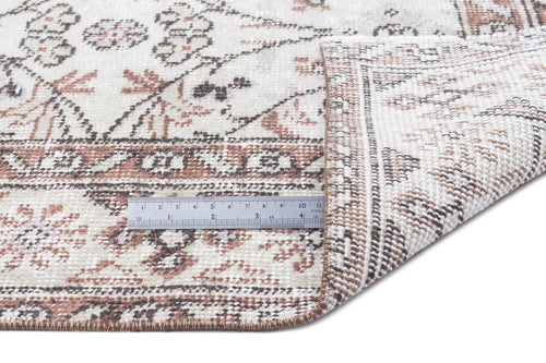 Atina Beige Vintage Wool Handmade Area Rug 4'9" x 8'7"