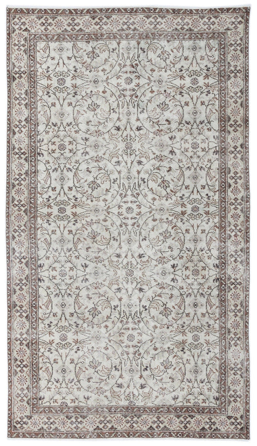 Atina Beige Vintage Wool Handmade Area Rug 4'9" x 8'7"
