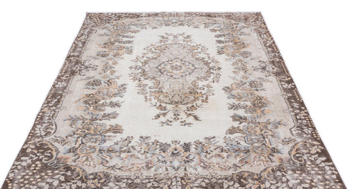 Atina Beige Vintage Wool Handmade Area Rug 5'6" x 9'7"