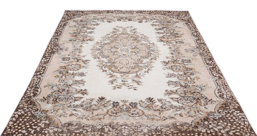 Atina Beige Vintage Wool Handmade Area Rug 5'5" x 8'11"