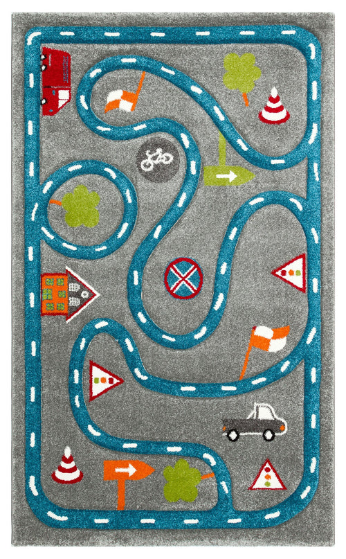 Kids Grey Rug – Soft Kids Carpet With Figured Pattern, Dust Free & Anti Slip