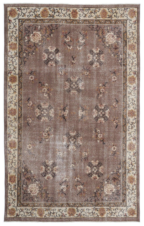Atina Brown Vintage Wool Handmade Area Rug 6'6" x 10'6"