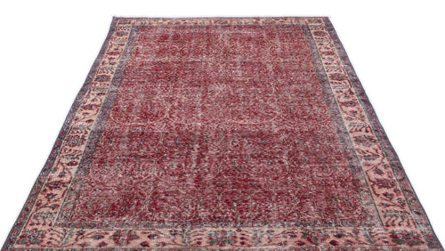 Atina Red Vintage Wool Handmade Area Rug 4'11" x 8'4"