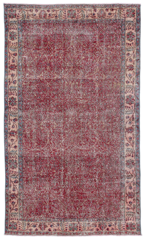 Atina Red Vintage Wool Handmade Area Rug 4'11" x 8'4"