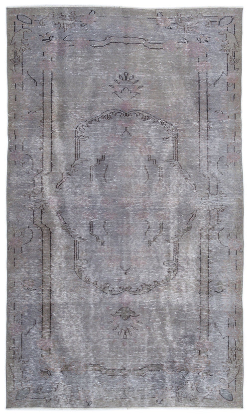 Atina Grey Vintage Wool Handmade Area Rug 5'5" x 8'10"