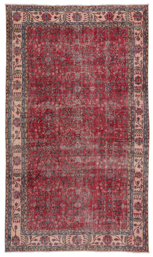 Atina Red Vintage Wool Handmade Area Rug 5'5" x 9'4"