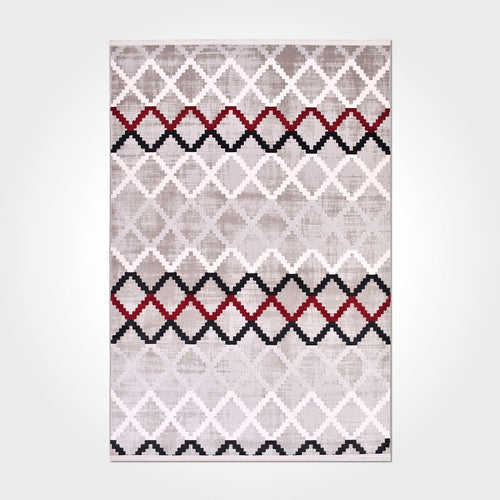 Hopi Grey Geometric Machine Made Area Rug