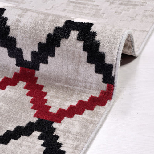 Hopi Grey Geometric Machine Made Area Rug