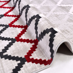 Hopi Grey Geometric Machine Made Area Rug