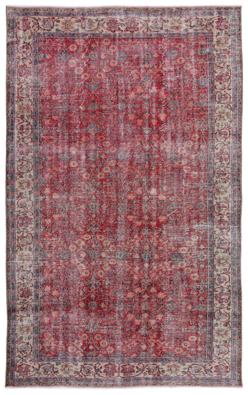 Atina Red Vintage Wool Handmade Area Rug 6'6" x 10'5"
