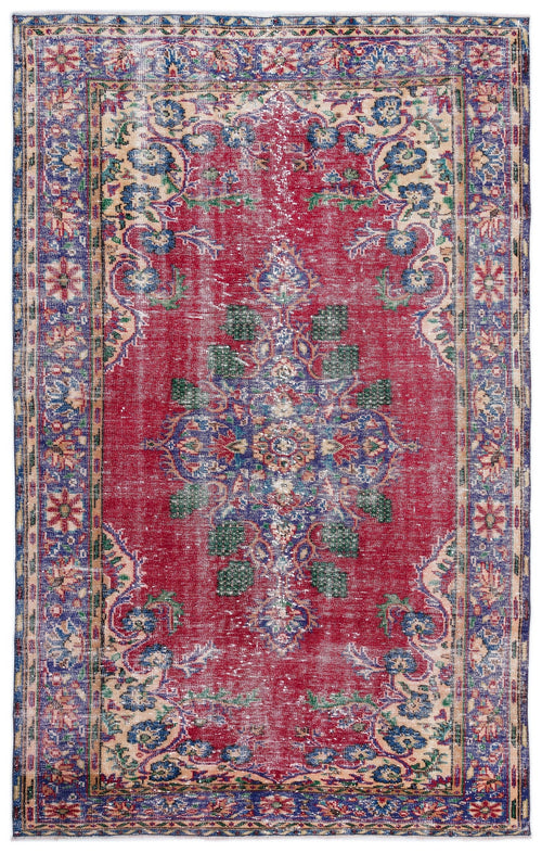 Atina Red Vintage Wool Handmade Area Rug 6'3" x 10'0"