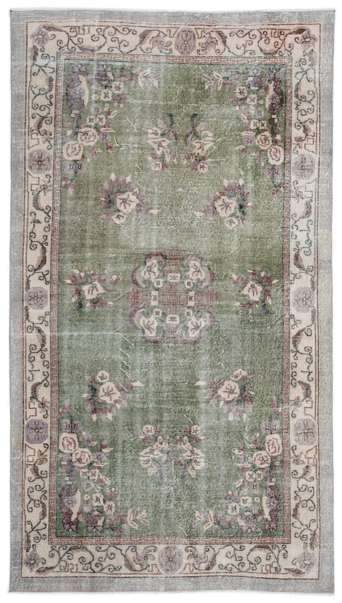 Atina Cream Vintage Wool Handmade Area Rug 5'7" x 10'0"