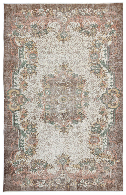 Atina Beige Vintage Wool Handmade Area Rug 5'10" x 9'6"