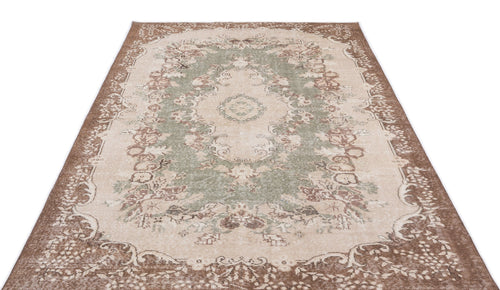 Atina Cream Vintage Wool Handmade Area Rug 5'6" x 9'7"