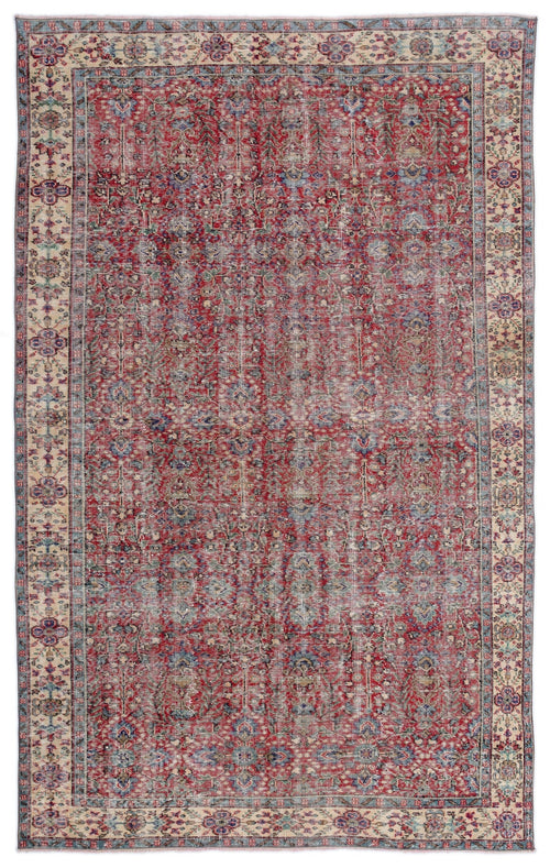 Atina Red Vintage Wool Handmade Area Rug 6'5" x 10'6"