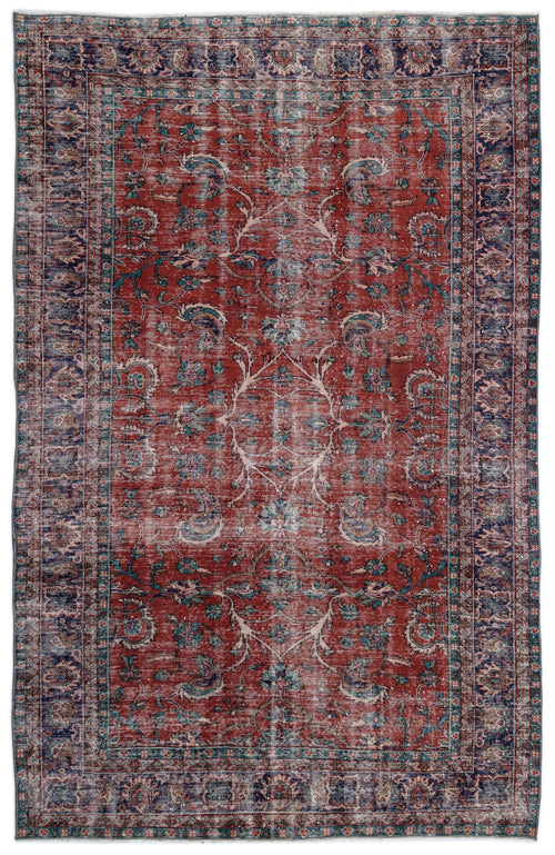 Atina Red Vintage Wool Handmade Area Rug 6'4" x 10'1"