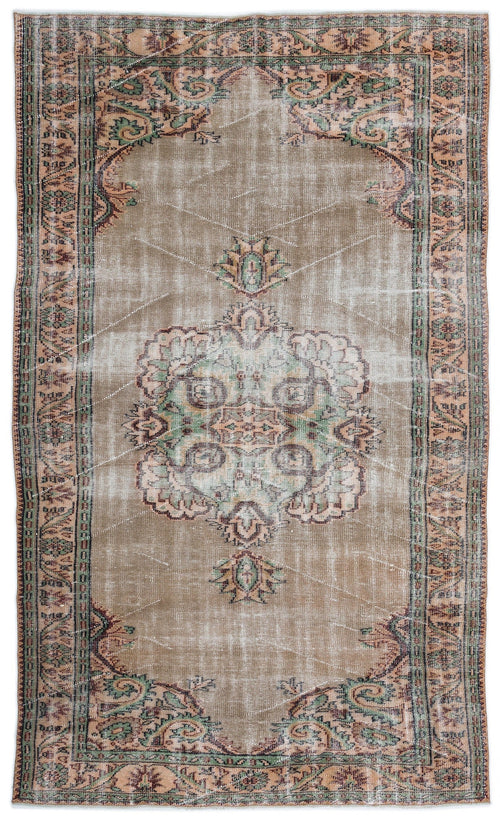 Atina Brown Vintage Wool Handmade Area Rug 5'8" x 9'9"
