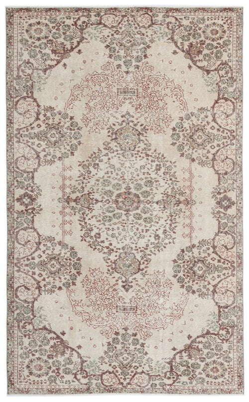 Atina Cream Vintage Wool Handmade Area Rug 5'9" x 9'4"