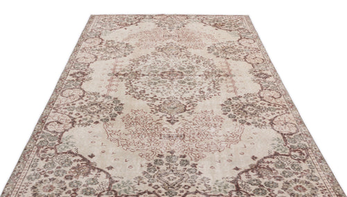 Atina Cream Vintage Wool Handmade Area Rug 5'9" x 9'4"